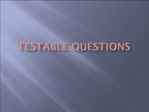 Testable Questions: Science Inquiry & Experiment Design