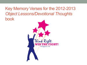 Key Memory Verses 2012-2013: Object Lessons & Devotionals