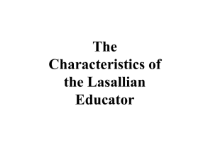 Lasallian Educator Characteristics: Caring, Discipline, Serving