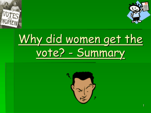 Women's Suffrage: Reasons for the Vote - Summary