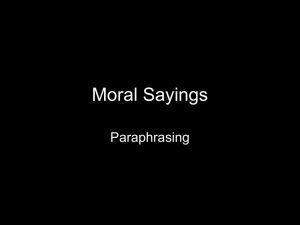 Moral Sayings and Paraphrases: Understanding Ethical Principles