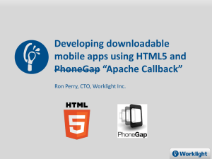 Developing downloadable mobile apps using HTML5 and PhoneGap