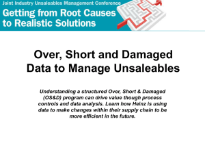 Over, Short and Damaged Data to Manage Unsaleables