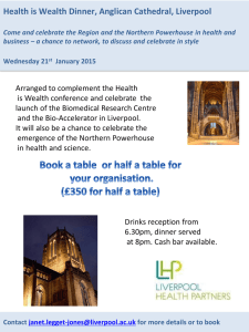 Health is Wealth Dinner, Anglican Cathedral, Liverpool Come and