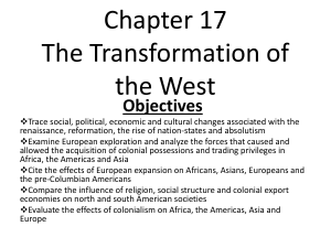 Transformation of the West: 1450-1750 Summary
