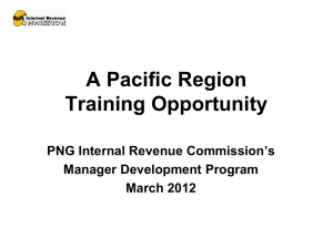 A Pacific Region Training Opportunity PNG Internal Revenue