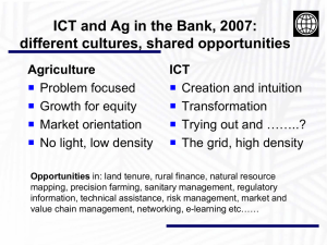 Opportunities - ICT in Agriculture
