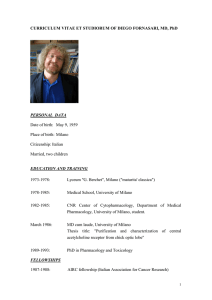 CV Diego Fornasari: Farmacologia, Medicina Molecolare