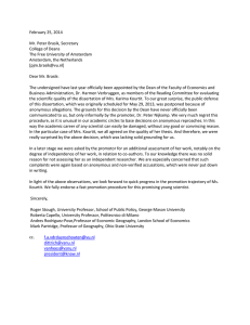 February 25, 2014 Mr. Peter Brasik, Secretary College of Deans The