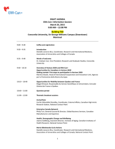 DRAFT AGENDA ERA-Can+ Information Session March 26, 2015 9:00 AM