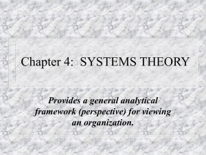 Systems Theory: Organizational Analysis & Learning
