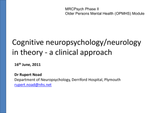 Cognitive Neuropsychology & Neurology in OPMHS