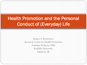 Health Promotion and the Personal Conduct of Everyday Life