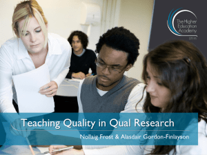 Quality & Writing up