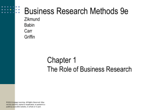 Business Research Methods: Chapter 1 - The Role of Research