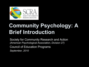 Community Psychology: A Brief Introduction