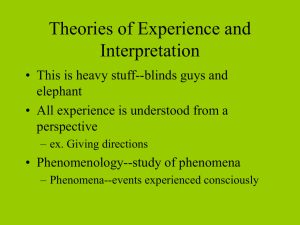 Experience & Interpretation: Phenomenology & Hermeneutics