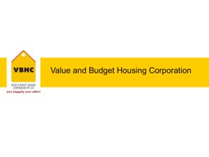 Value and Budget Housing Corporation: A Presentation by Mr. P S