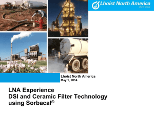 Lhoist DSI & Ceramic Filter Technology with Sorbacal®