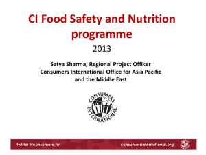 PPT- CI Food Program 2013 - Consumer Coordination Council