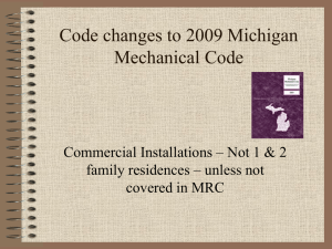 2009 Michigan Mechanical Code Changes: Commercial Installs