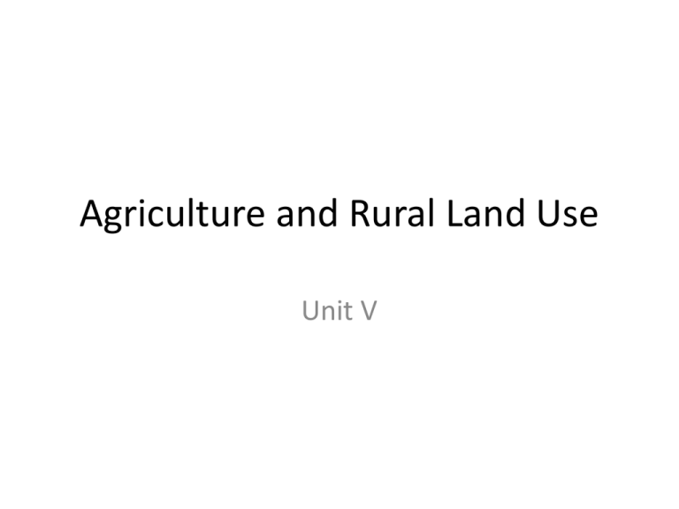 Agriculture and Rural Land Use