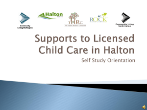 Supports to Licensed Child Care in Halton
