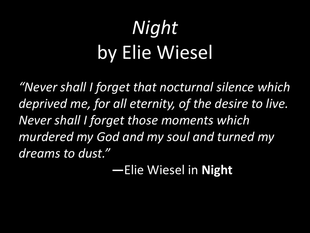 Night By Elie Wiesel Quotes With Page Numbers Night Reading 1 Pg. 1-20