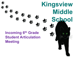 Kingsview MS: 6th Grade Articulation - Curriculum & Programs