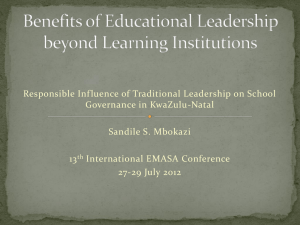 The responsible influence of traditional leadership on