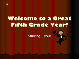 Welcome to a Great Fifth Grade Year!