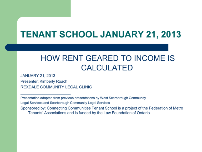 How Rent Geared to is Calculated