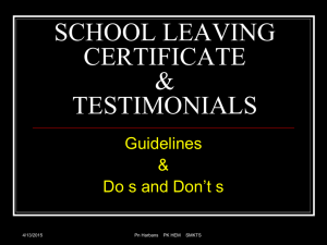 School Leaving Certificate & Testimonial Guidelines