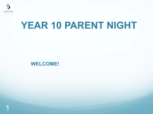 Year 10 Parent Night Presentation - Shenton College
