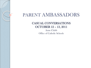 PARENT AMBASSADORS - Archdiocese of Hartford Catholic Schools