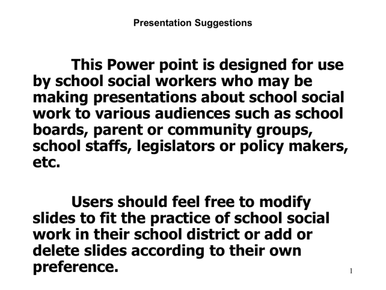 school social worker presentation topics