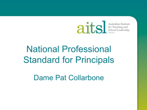 National Professional Standard for Principals Dame Pat Collarbone