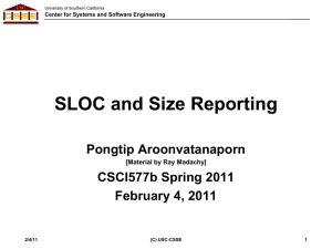 SLOC and Size Reporting: COCOMO Model & USC-CSSE