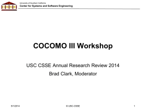 COCOMO III Workshop: Software Cost Estimation