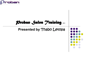 Proban Sales Training 2013