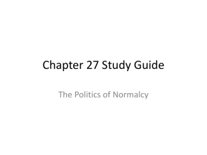 Politics of Normalcy: Chapter 27 Study Guide