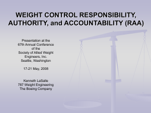 Boeing Commercial Weight Engineering and the 787 Program