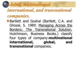 Global vs. Multinational Companies: Bartlett & Ghoshal Model