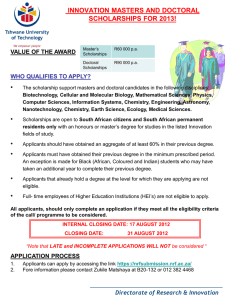 NRF Innovation Scholarships 2013