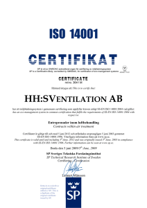 CERTIFIKAT - HH:s Ventilation