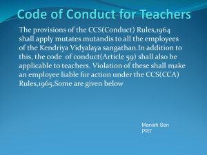 Kendriya Vidyalaya Teacher Code of Conduct