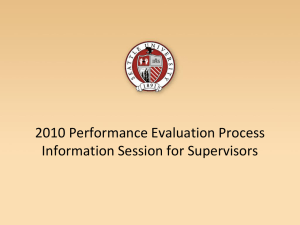 Performance Evaluation Overview and Timeline