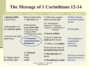 1 Corinthians 12-15: Key Messages & Outline