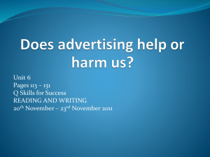 Advertising: Help or Harm? Q Skills Unit 6