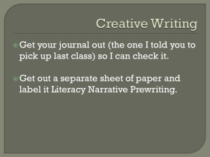 Literacy Narrative Prewriting: Creative Writing Exercise
